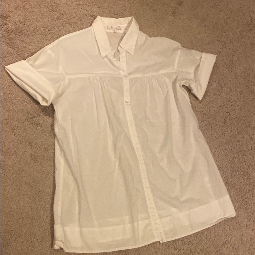 Vince Long White Button-Up Collared Shirt Sz Sm